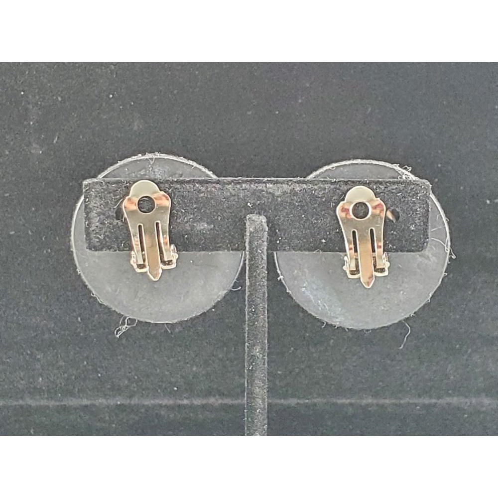 Black Velvet Gold Tone Clip-On Earrings - Picture 2 of 2